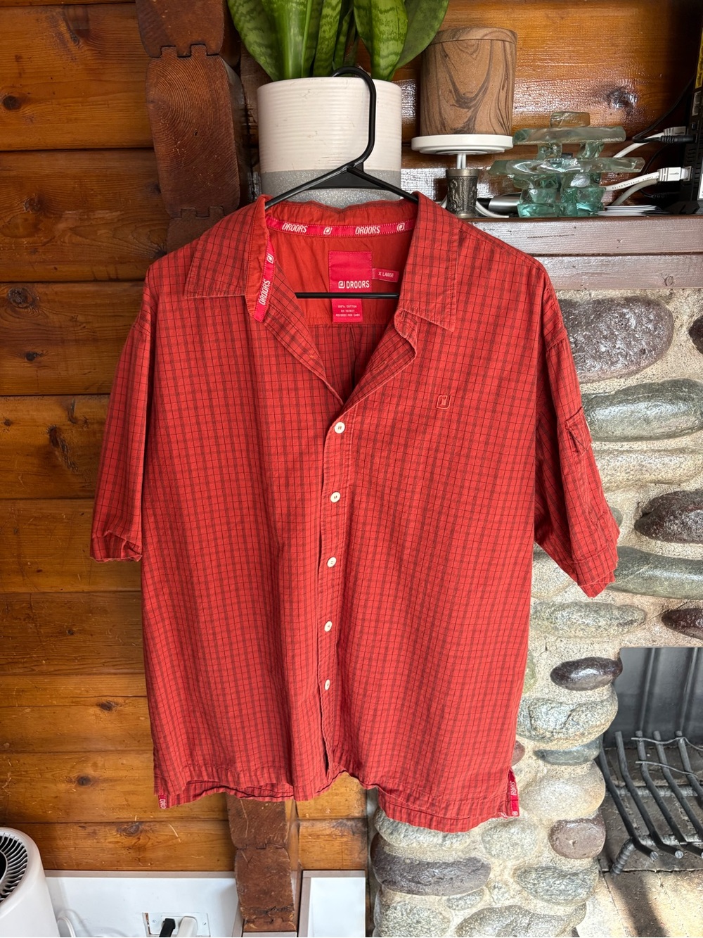 Droors Vintage Plaid Short Sleeve Button Up Shirt XL Skate Y2K